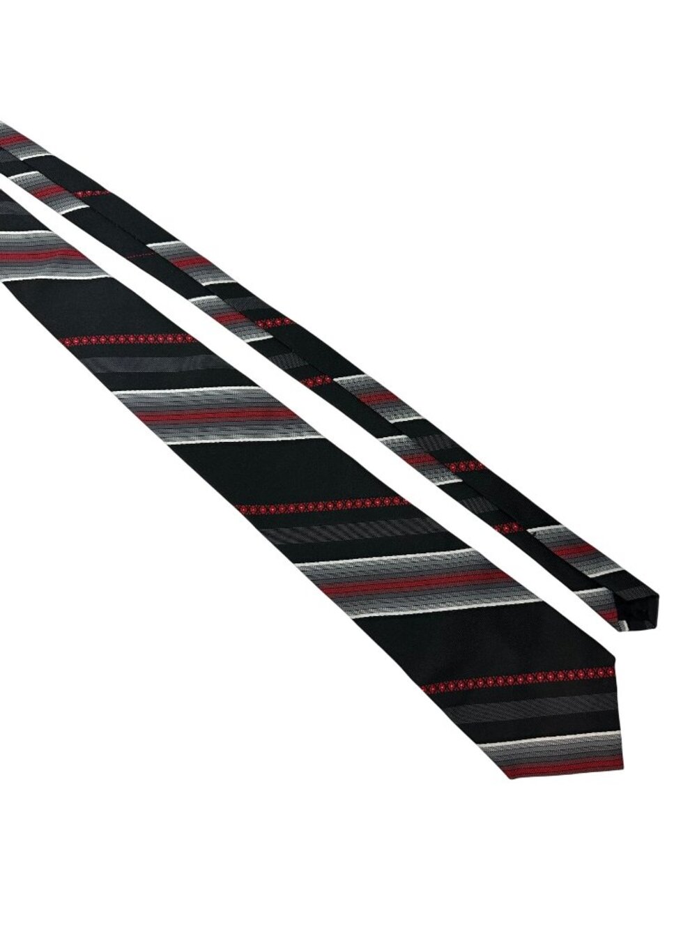 Ketch Mens Black & Red Striped Tie Silk Blend Classic Formal Accessory Diagonal